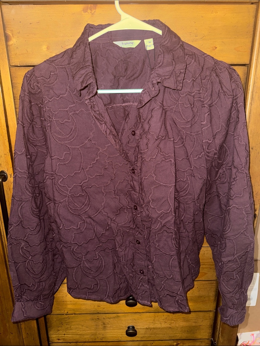 NWT Plum Textured Button-Front Women's Blouse